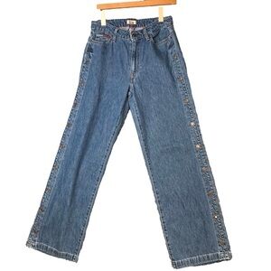 Y2K Vintage Tommy Hilfiger Wide Leg High Rise Side Snap Jeans 28W 31L Streetwear